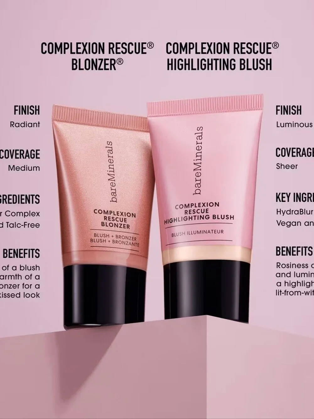 Bare Minerals Complexion Rescue Bronzer In Kiss Of Pink NIB 0.51oz Retail $28